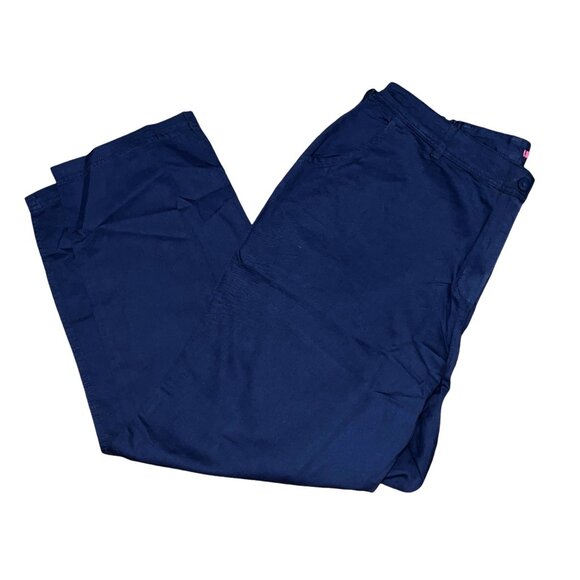 Woman Within NWOT Stretch Cotton Chino Straight Leg Pant Sz 22 Wide Navy Blue Pl - Picture 7 of 11